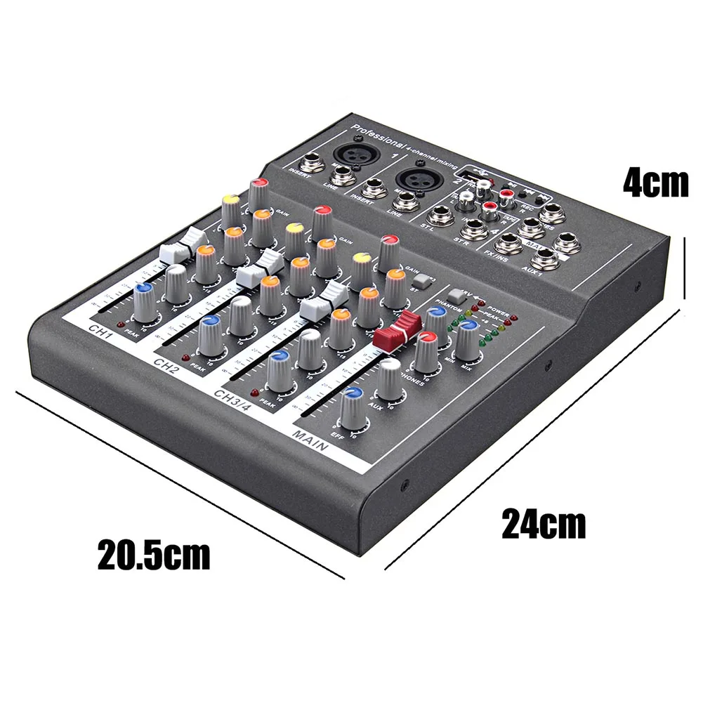 Горячая мини аудио Миксер с USB DJ звуковая микшерная консоль 4 канала 48В усилитель