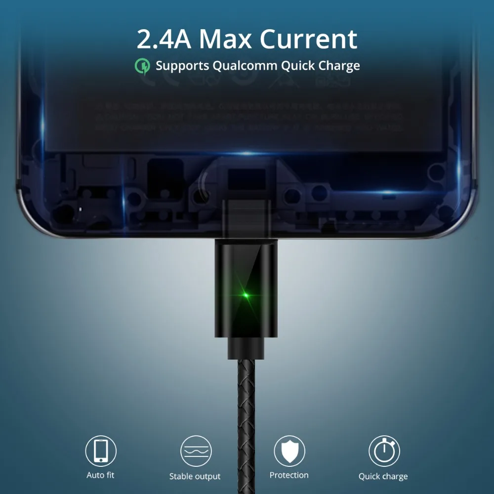 FONKEN 2 in 1 Type-C Cable Magnetic Micro USB Magnet 2.4A LED Fast Charging Sync Data Cord for Mobile Phone | Мобильные телефоны и