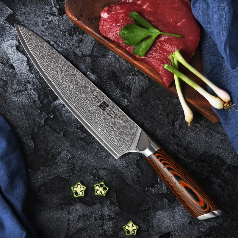 Ножи FANGZUO из дамасской стали шеф повар японский кухонный нож дамасская рукоятка