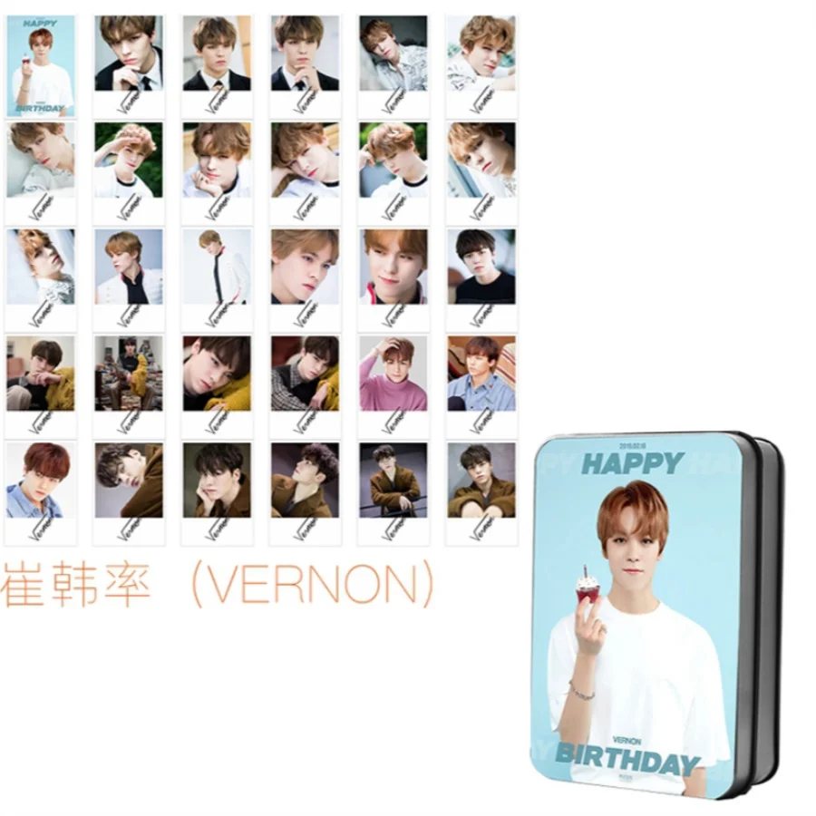 VERNON Kpop Seventeen Members Polaroid Lomo фото карта DK Woozi Hape день рождения HD Фотокарта коллективные карты 30 шт - Цвет: VERNON
