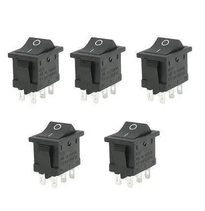 

5pcs AC 6A/250V 10A/125V 6Pin DPDT Locking 2 Position Snap in Boat Rocker Switch