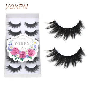 Ресницы YOKPN густые накладные из высококачественного волокна, натуральные ресницы Черного Терьера, модные ресницы для макияжа, 6 пар