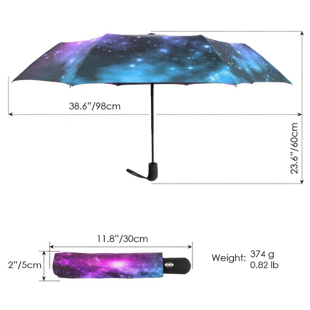 Susino Purple Starry Sky Windproof Umbrellas Fully-automatic Open Metal Pongee Compact Auto Close Three-folding Umbrella | Дом и сад