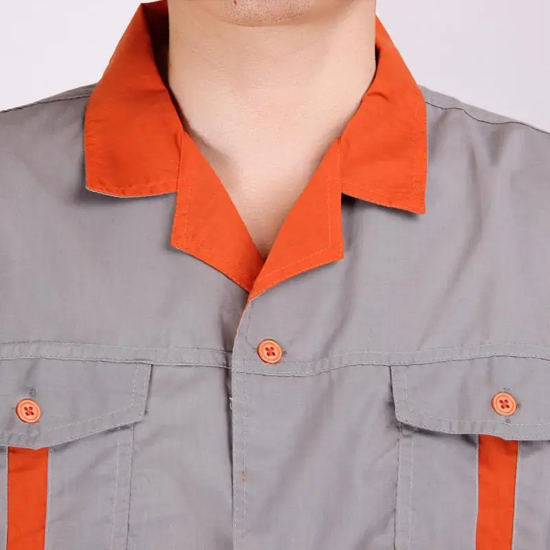 Воздухопроницаемая одежда унисекс удобная серая рабочая с коротким рукавом и