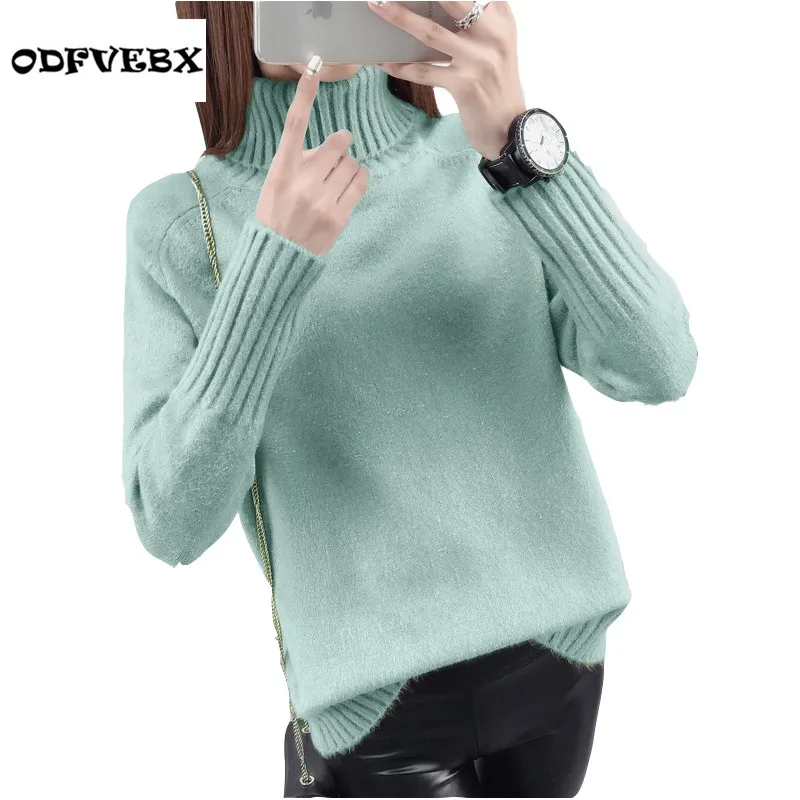 Autumn new loose high collar pullover autumn and winter models 2020 fashion solid color long-sleeved bottoming sweater tide | Женская