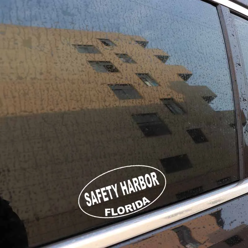 

YJZT 13.1CM*7CM SAFETY HARBOR FLORIDA Oval Interesting Car Sticker Vinyl Decal Black Silver C10-01727