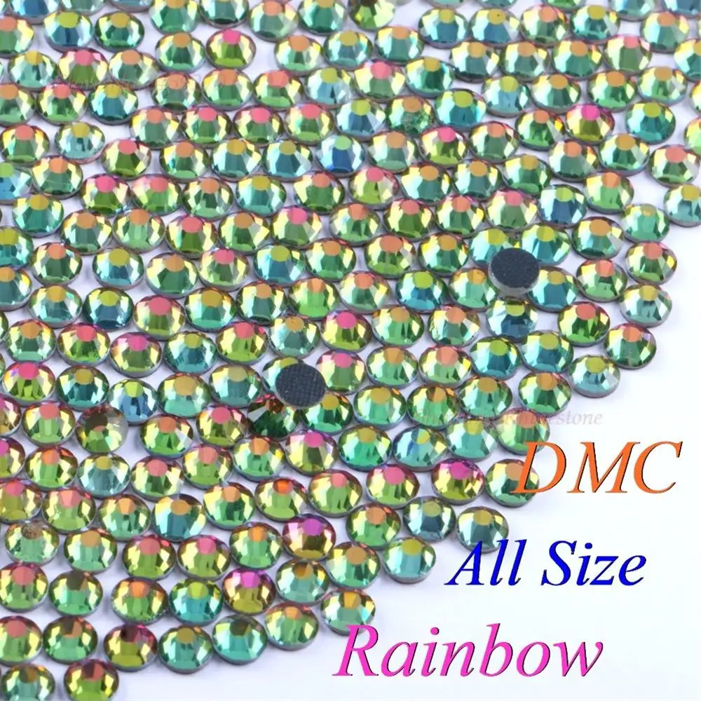 Стразы DMC радужные SS6 SS10 SS16 SS20 SS30 стеклянные стразы с горячей фиксацией блестящие