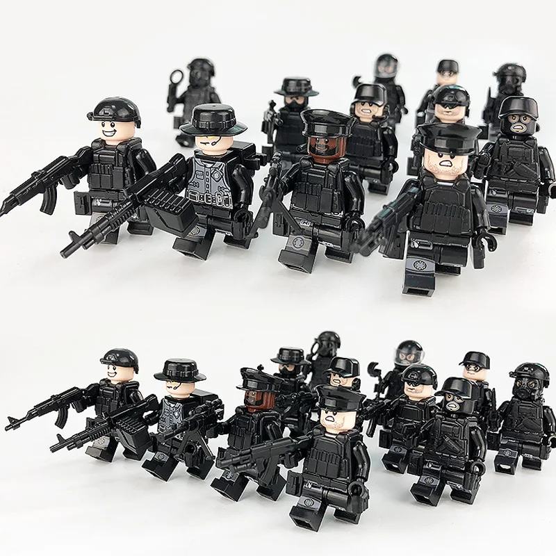 12 шт. военный спецназ Солдат оружие Legoings военные фигурки строительные блоки