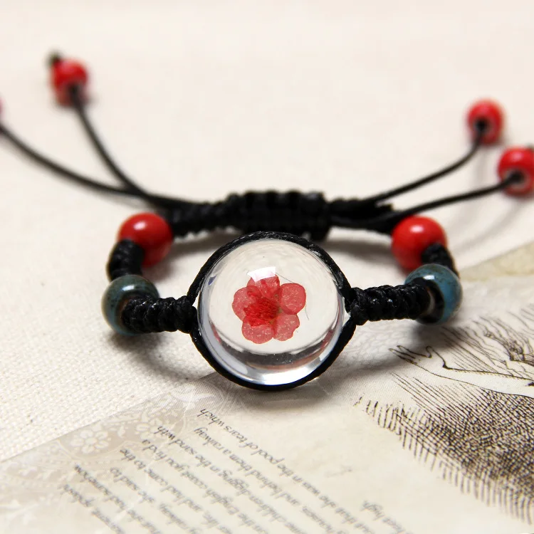 10 цветов натуральный сушеный цветок браслет для женщин ювелирное изделие