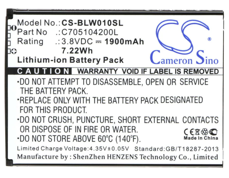 Аккумулятор Cameron Sino 1900 мАч C705104200L для BLU Studio Mini Lite 2 W010Q|1900mah battery|cameron sinobattery for |