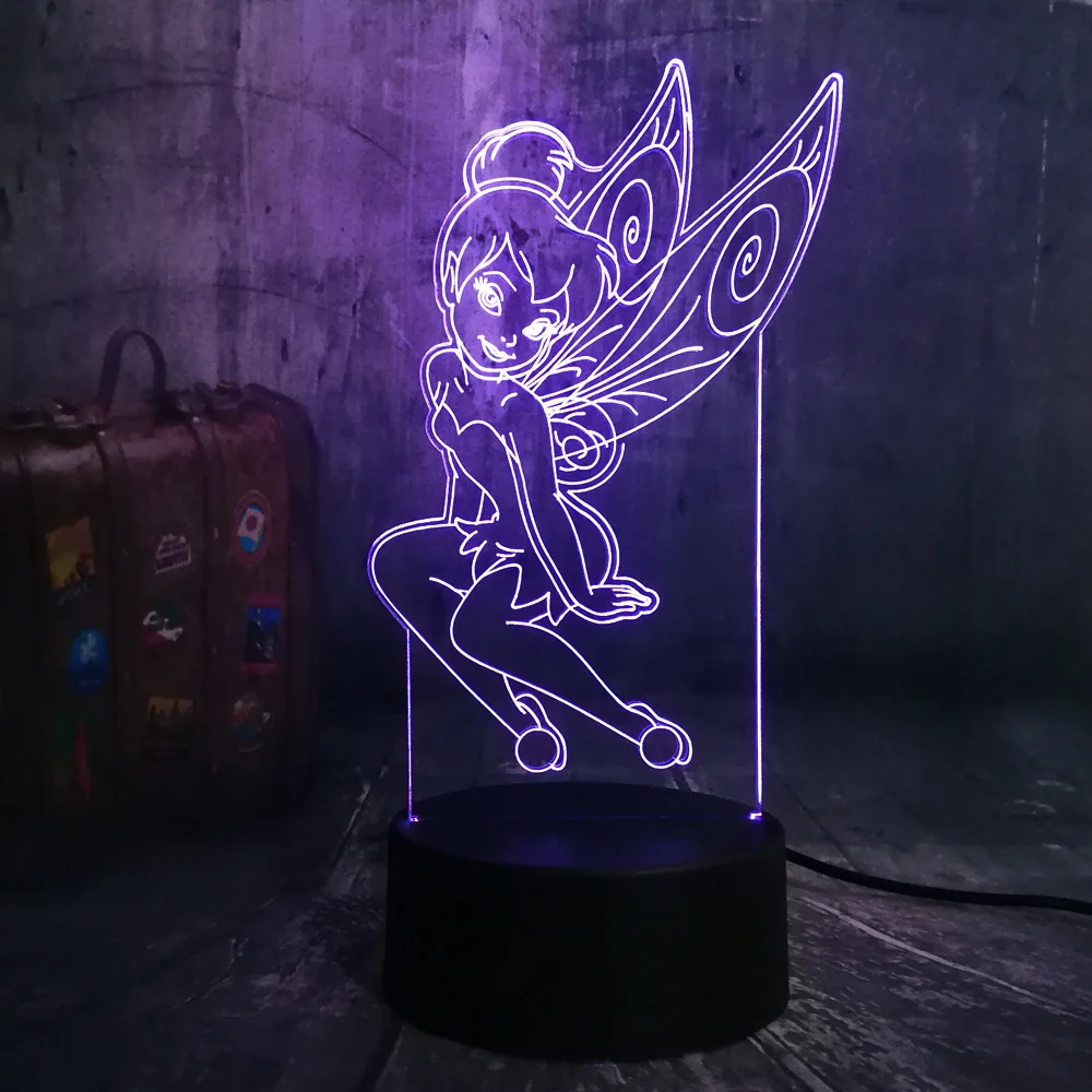 Ночник светодиодный 3d светильник Elf Miss Tinker Bell 7 цветов|Ночники| |