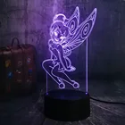 Ночник, светодиодный 3d-светильник Elf Miss Tinker Bell, 7 цветов