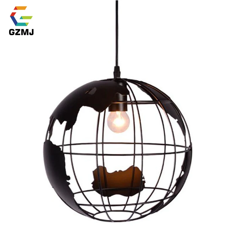 

GZMJ Vintage Metal Ball Pendant Lights Industrial Decor Retro Globe Hanging Lamp E27 Base Hanglamp For Study Parlor Bedroom