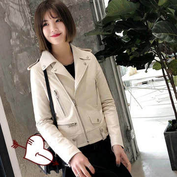 new beige Весенняя Роскошная брендовая Дизайнерская кожаная женская куртка из натуральной кожи куртка из овчины мотоциклетная куртка из натуральной кожи - Цвет: new beige