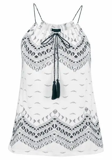 Women Tank Tops Printed Condole Belt V Collar Shirt Beach Casual Jacket White Blue Halter Tops Tassel Camis in summer