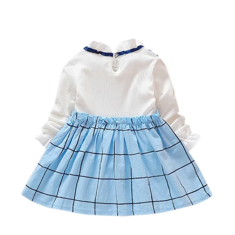 Girls Autumn Korean Style Long Sleeve Kids Clothes Baby Infant Cute Plaid Ribbon Princess Dress Children Clothing | Детская одежда и