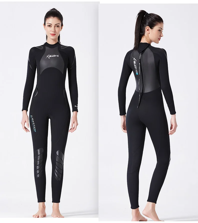 Женский гидрокостюм Fullsuit 3 мм неопрен молния сзади с длинным рукавом 4-Way стрейч Серфинг Дайвинг Плавание Подводное плавание Каякинг костюмы