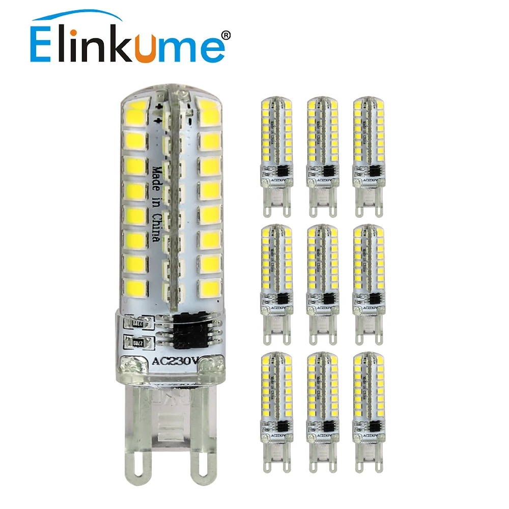 Elinkume 10 шт./лот G9 Светодиодная лампа 3 Вт 4 мини 58 64 104 шт. SMD3014 ампулы LED 220 В