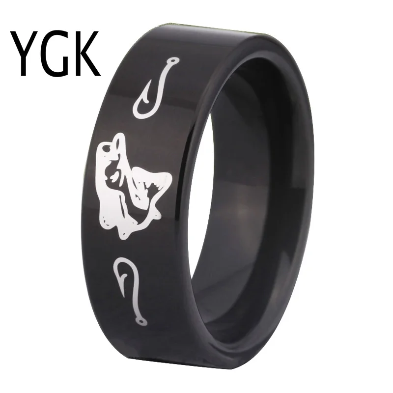 Мужское кольцо YGK черное вольфрамовое для охоты и рыбалки 8 мм|rings for weddings|ring forring sale