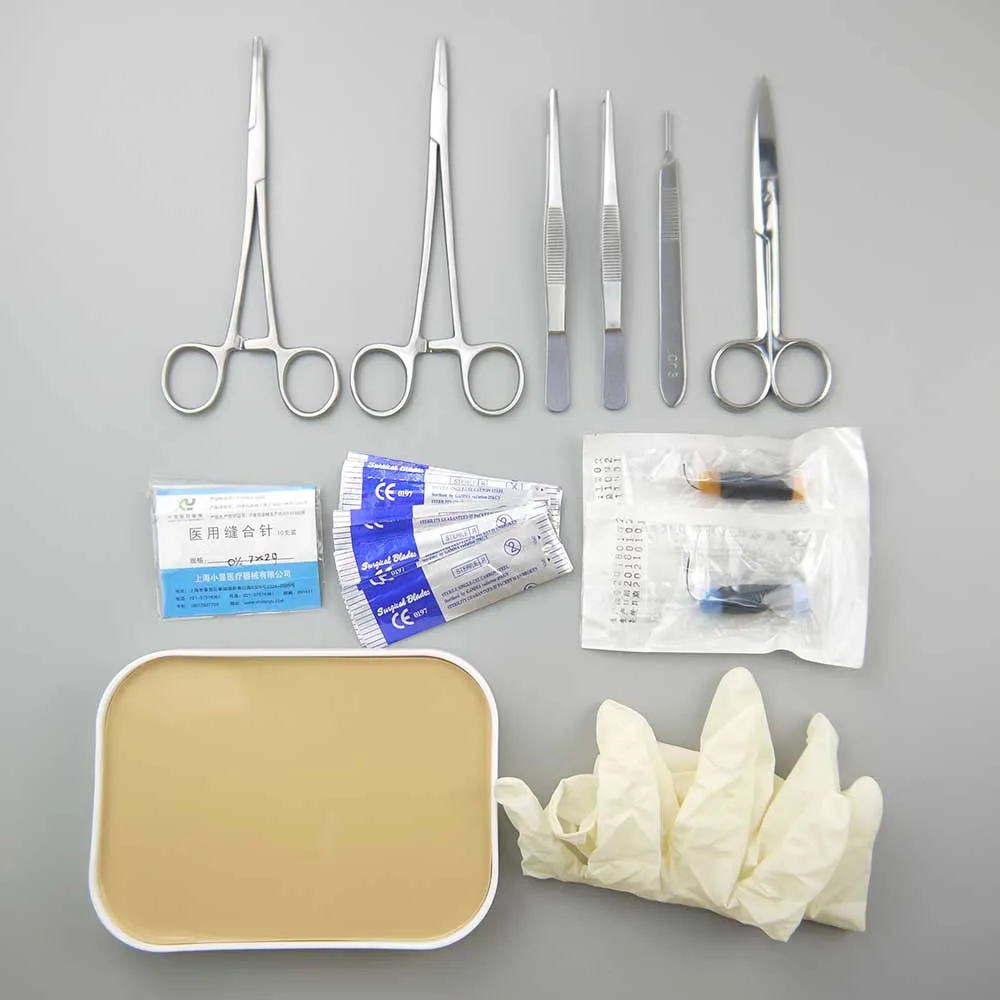 Нержавеющая сталь хирургические шовные инструменты Debridement костюм наборы операций набор тренировочных инструментов для медицинских/студентов
