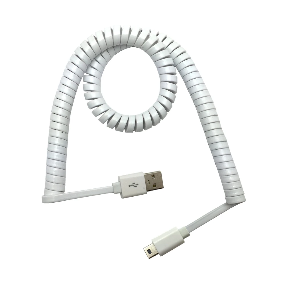 10 футов 3 м пружинный Спиральный USB 2 0 штекер мини 5 Pin кабель для синхронизации