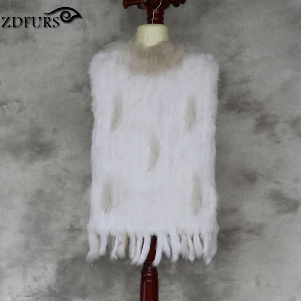 ZDFURS* Высокое качество Горячая Распродажа вязаный жилет из кроличьего меха воротник из меха енота вязаный жилет из кроличьего меха ZDKR-165005