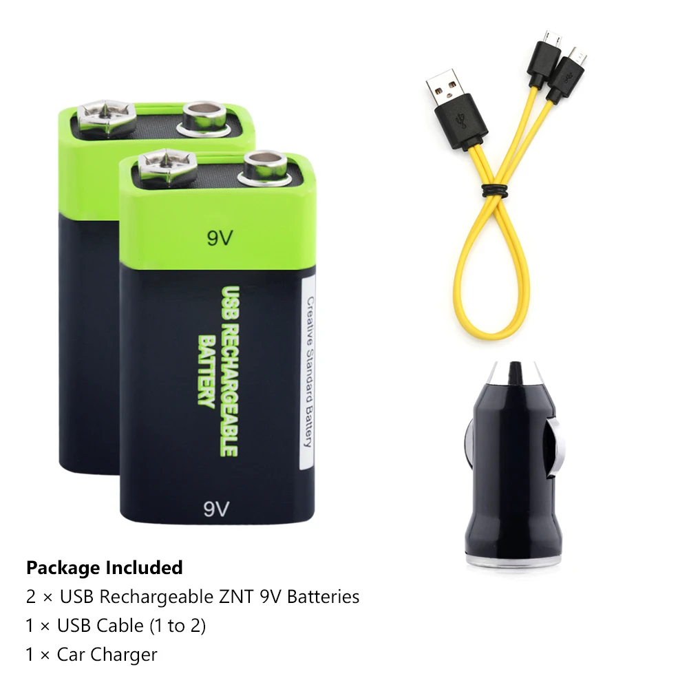 2pcs usb car charger 2х перезаряжаемый литий-полимерный аккумулятор Lipo емкостью 400 мАч, 9 В, зарядное устройство USB, 9 вольт, 48x25,6x16,9 см, литий-полимерный аккумулятор с usb-кабелем - Цвет: 2pcs usb car charger