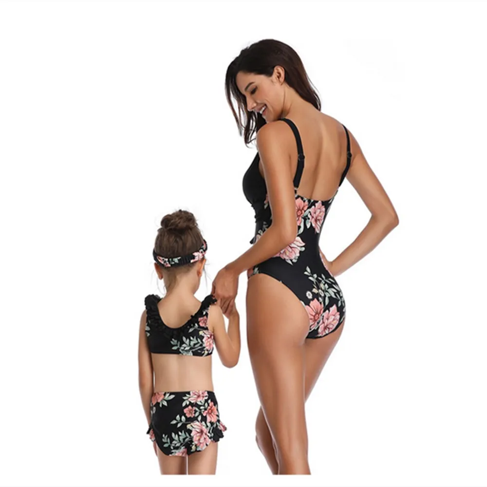 Женский купальный костюм для мамы и ребенка цельный сексуальный купальник с