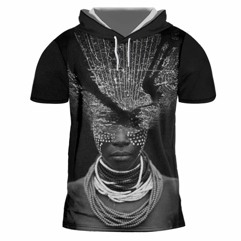 Футболка с капюшоном OGKB летняя Мужская/женская футболка забавным принтом в