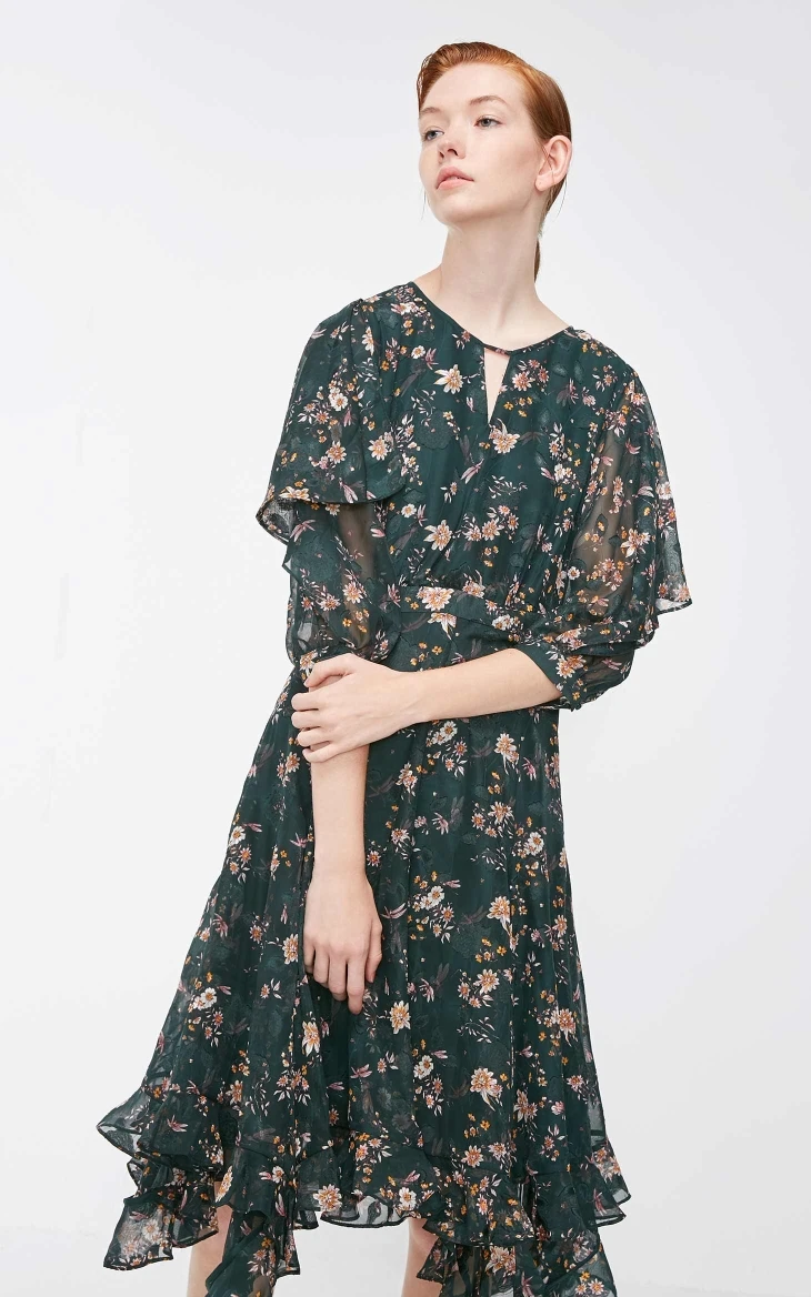 Vero Moda платье женское платье миди с вышивкой и оборками | 31847C502