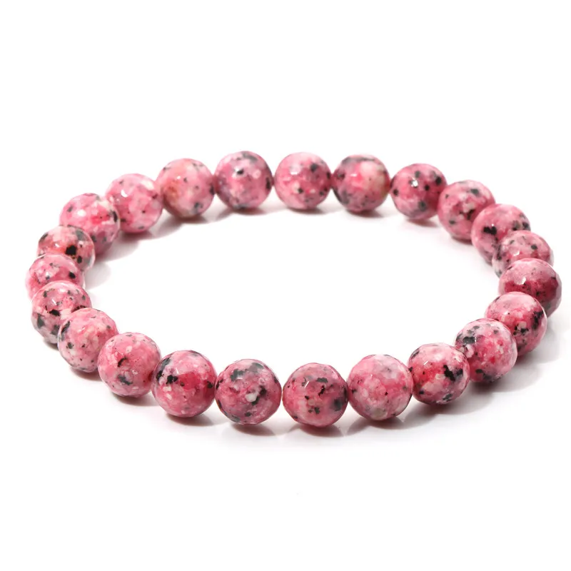 3 Natural Jades Bracelets 8 mm Green Gem Stone Beads Bracelet For Men Black Dot Pattern Elastic Bracelets Women Friendship Jewelry - Окраска металла: 3