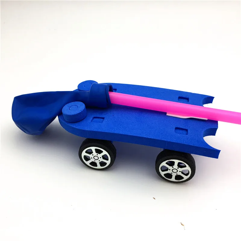 Happyxuan Дети DIY приводимый в движение воздушным шариком автомобильный комплект для начальной школы детского сада забавные физики эксперименты научная игрушка Обнаружение стволовых образования