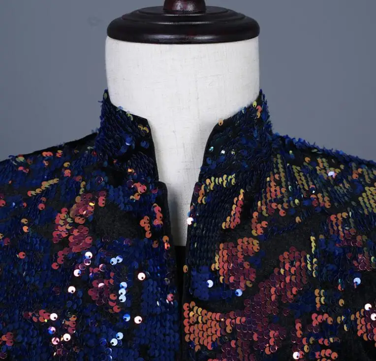 Блейзер Мужской с блестками дизайнерский пиджак цветным принтом одежда для