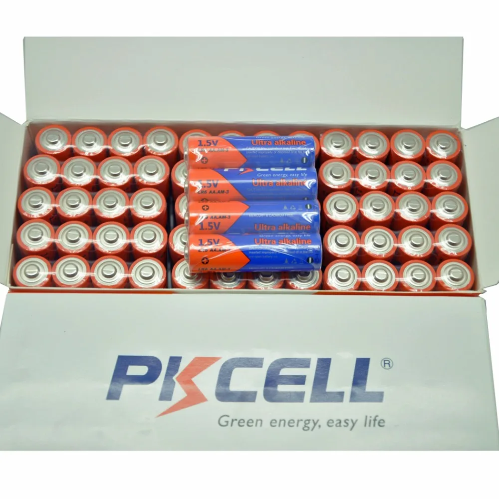 

(60 упаковок) 50 + 10 шт. PKCELL AA щелочные батареи UM3 LR6 AM3 MN1500 EXP.2029