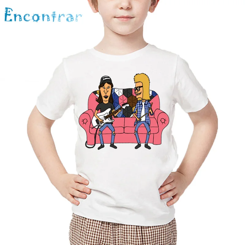 Детская футболка с принтом Beavis And Butthead детские летние белые топы для мальчиков и