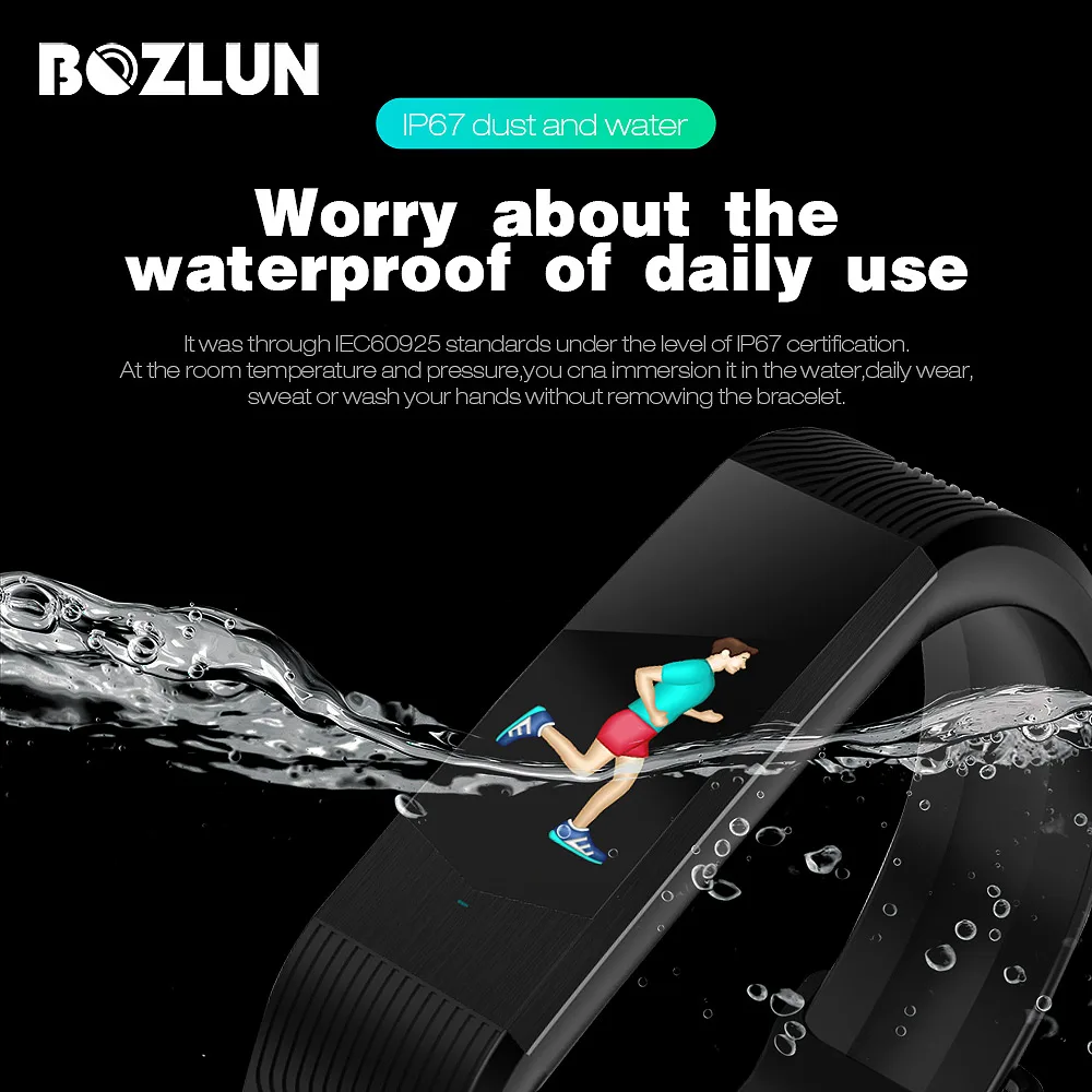 Смарт спортивный фитнес трекер Bozlun для Android IOS часы с пультом измерения