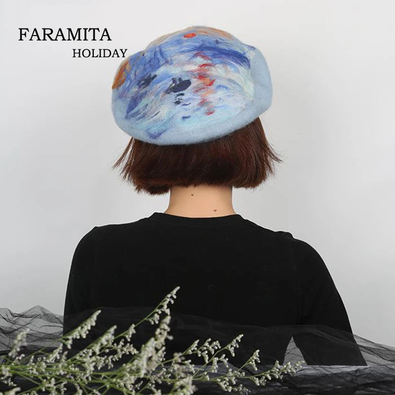 

Берет женский шерстяной Faramita, с изображением рассвета, для праздника