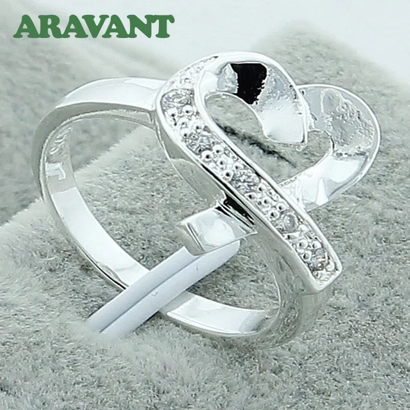 

925 Silver Heart Rings For Women Party Fashion Jewelry