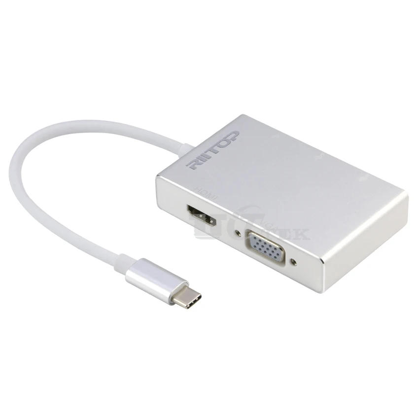 USB-C HDMI 4K VGA Video Adapter with 3Ports USB 3.0 HUB 3.1 Type C (Thunderbolt 3 ) Converter for New MacBook / Chromebook |