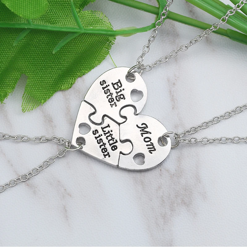 Ожерелье с надписью «Best Friend» и «Love Heart Sister», 3 шт., женское ожерелье с подвеской «Big Little Sis Mom BFF», модное семейное ювелирное изделие, колье для женщин