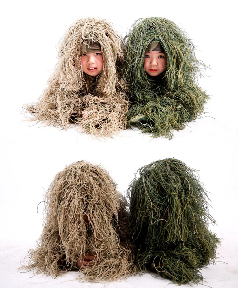 Детские джунгли мужские Ghillie костюм мальчик камуфляж снайпер Охота Одежда Дети Девочка лесной тактическая форма армейская боевая одежда