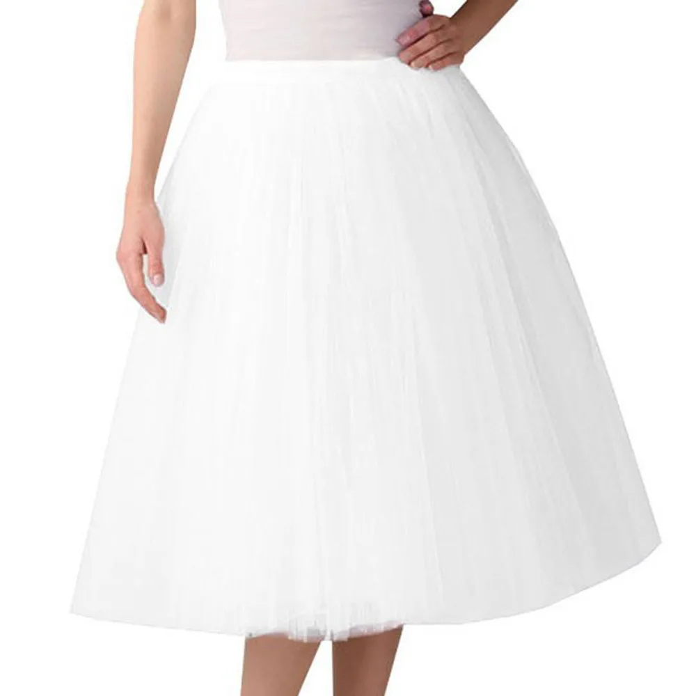 Skirts Womens Midi Pleated Gauze Knee Length Polyester Solid Skirt Plus Size Tutu Dancing Jun | Женская одежда