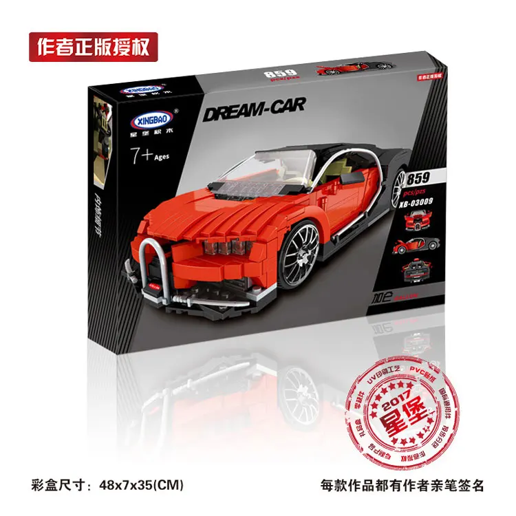 XingBao технические кирпичи Red Bugatti Veyron строительные блоки для автомобиля