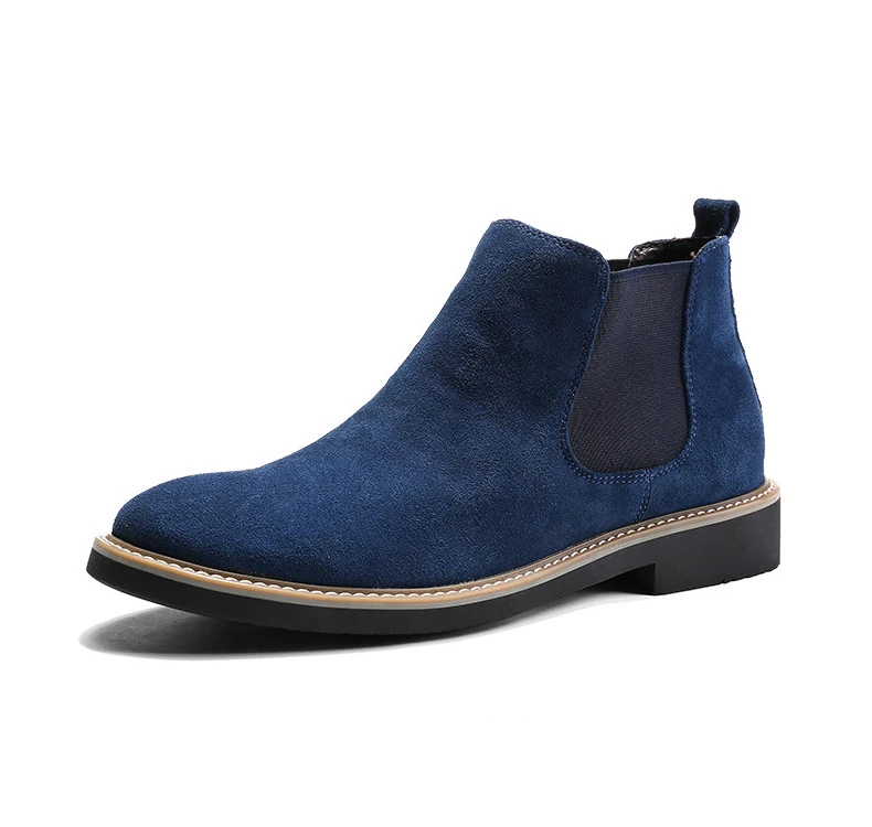 

INLIKE Chelsea Boots Ankle Boots Fashion Men's Brand Leather Slip Ons Motorcycle Men Boots