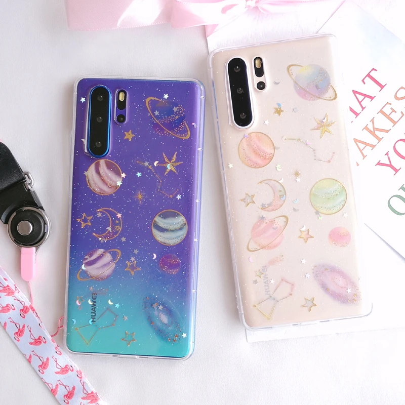 Прочные прозрачные чехлы для huawei p30 pro Чехол Силиконовый мягкий блеск TPU планета Аксессуары для мобильных телефонов для huawei p30 lite p30pro крышка