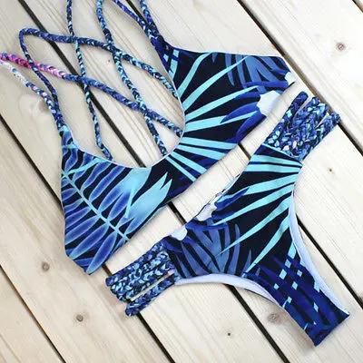 

US SELLER Women Girl Lovely Print Bikini Bandage Push-Up Padded Swimwear Swimsuit Bathing Beachwear