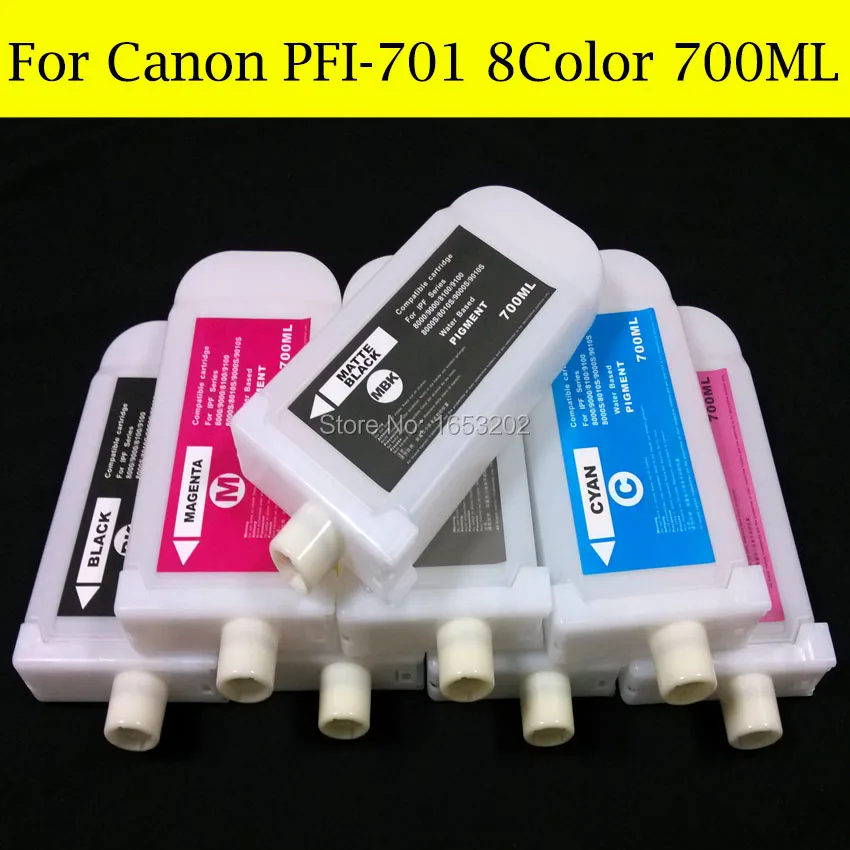 Перезаправляемый картридж 8 шт./лот для принтера Canon PFI701 PFI-701 iPF9000s/8010s/9000s/9010s без
