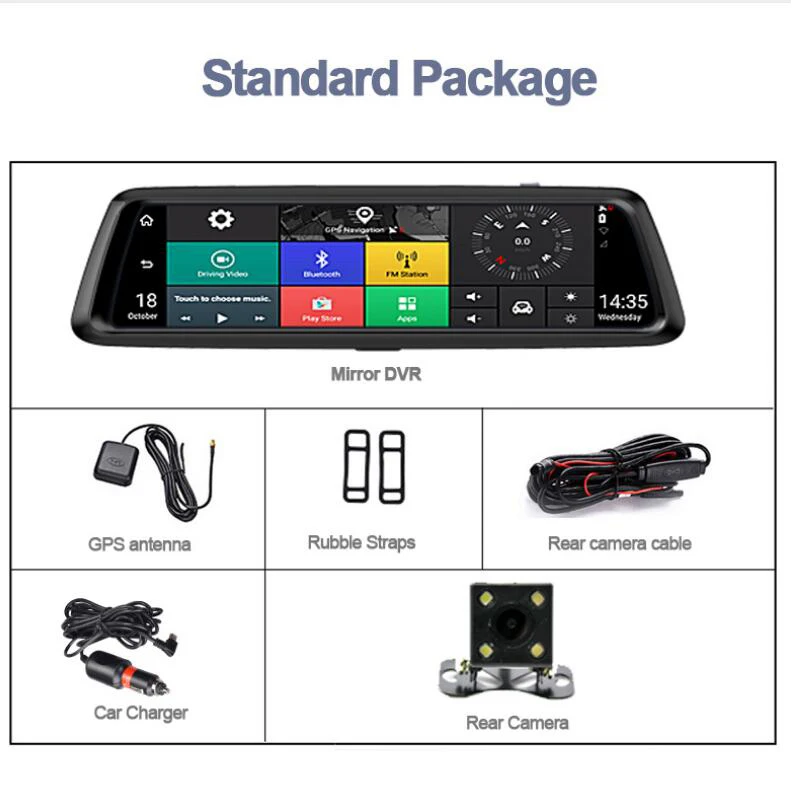 Автомобильный видеорегистратор QUIDUX 4G Android 10 &quotIPS полное зеркало GPS навигация ADAS FHD