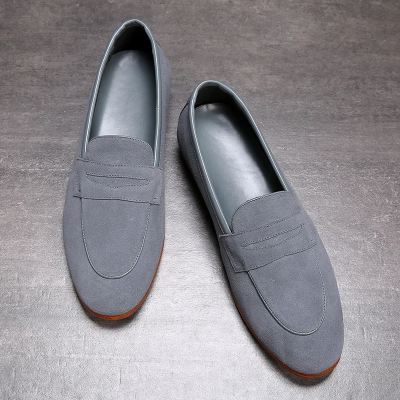 Mens Casual Brands Slip On Suede Shoes Men Loafers Moccasins Genuine Leather Driving Sneakers Zapatillas Hombre