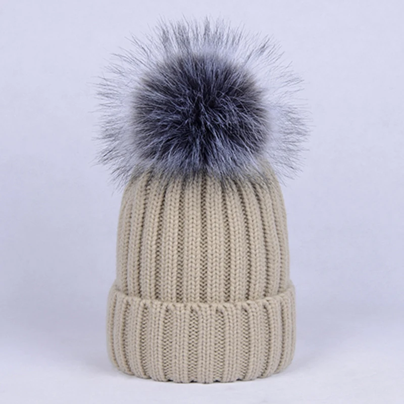 beige DANKEYISI женская шапка, женская зимняя шапка, мужская шапка Skullies, теплая уличная шапка с искусственным лисьим помпоном, шапка, шапка, женская шапка, Gorras Para Hombre - Цвет: beige